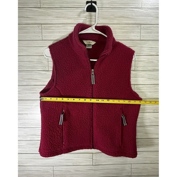 L.L Bean Womens Fleece Sleeveless Vest Regular Size XS Full Zip Maroon Red/Pink - Picture 9 of 11